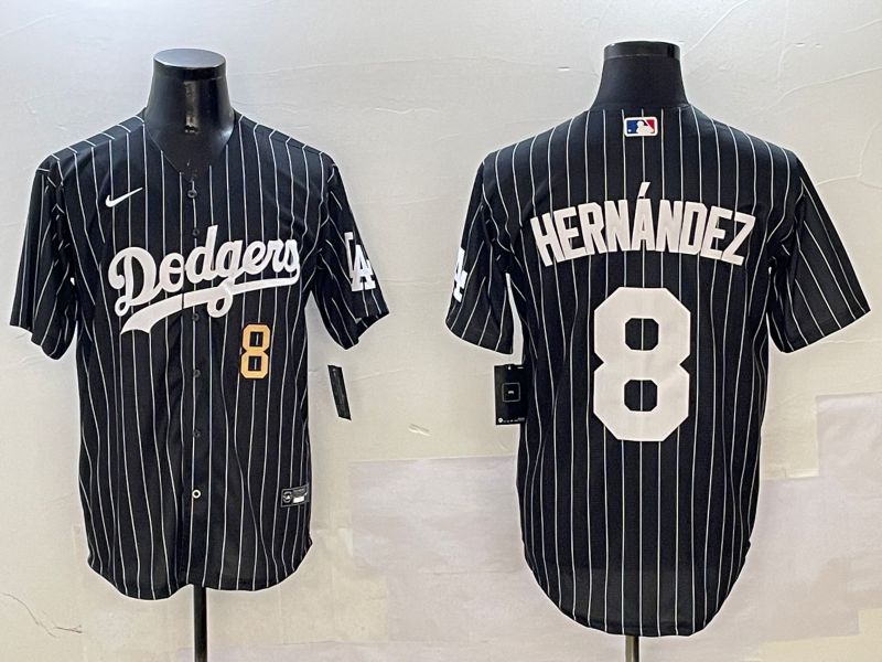 Men Los Angeles Dodgers #8 Hernandez Black Stripe Jointly Name 2025 Nike MLB Jersey style 9->los angeles dodgers->MLB Jersey